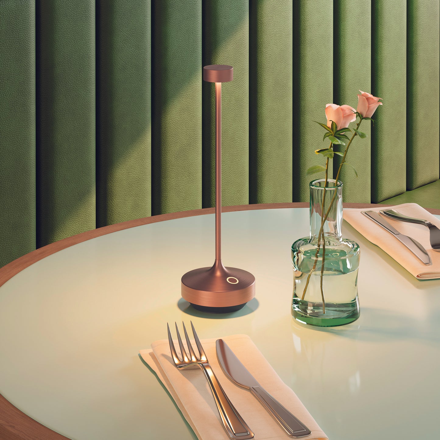 Lot de 6 Lampe de table sans fil LED blanc chaud dimmable RUBY COPPER H25cm Cuivre avec plateau de chargement