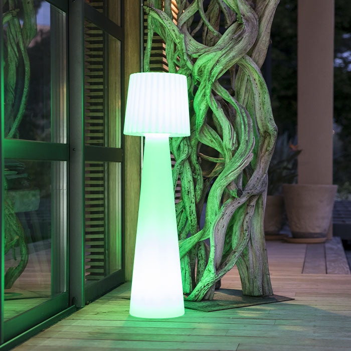 Lampadaire solaire LED abat-jour ondulé multicolore dimmable LADY C110 SOLAR H110cm avec télécommande