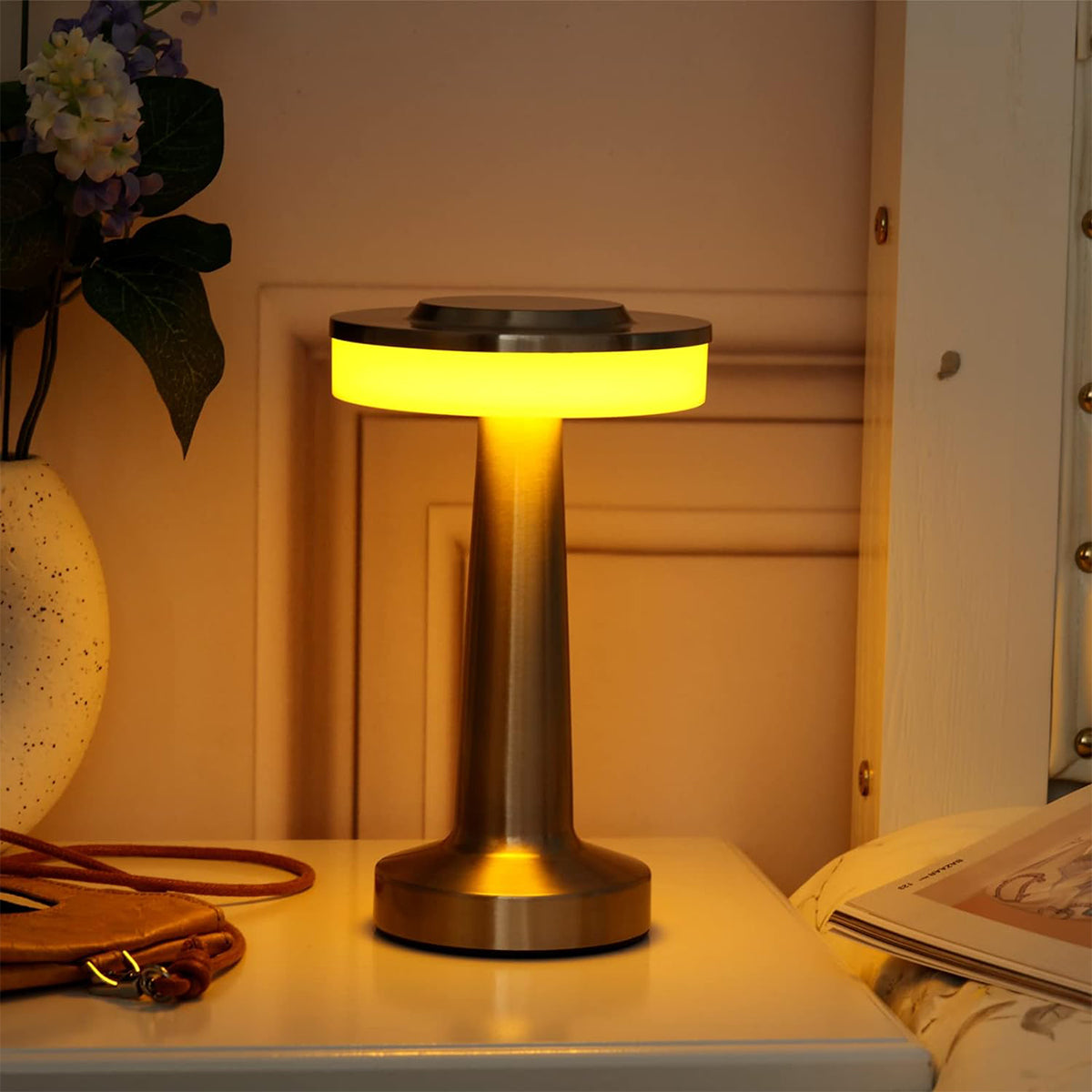 Lot de 2 lampes de table sans fil en métal Gold LED blanc chaud / froid 2x CHICGLOW H21cm