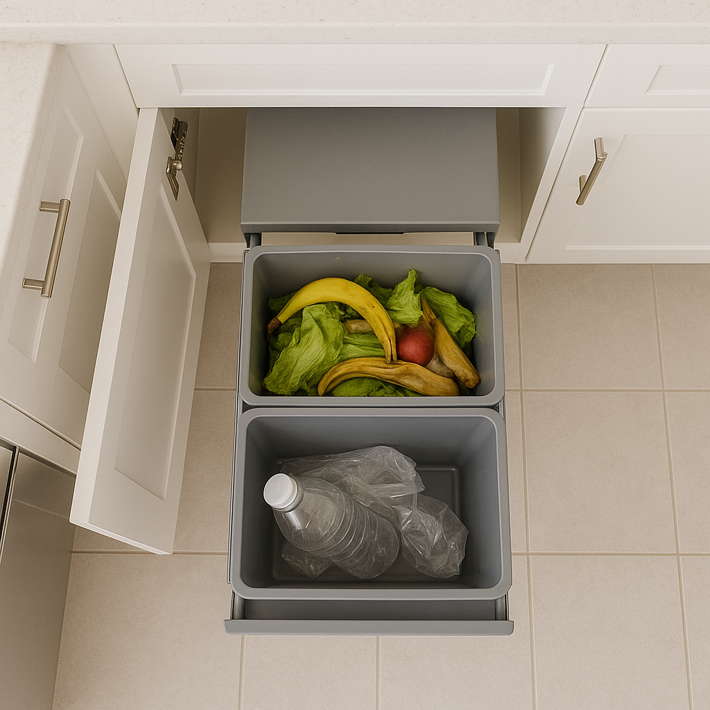 Poubelle encastrée coulissante de cuisine 2 compartiments 36L (2x18L) HYPE avec seau