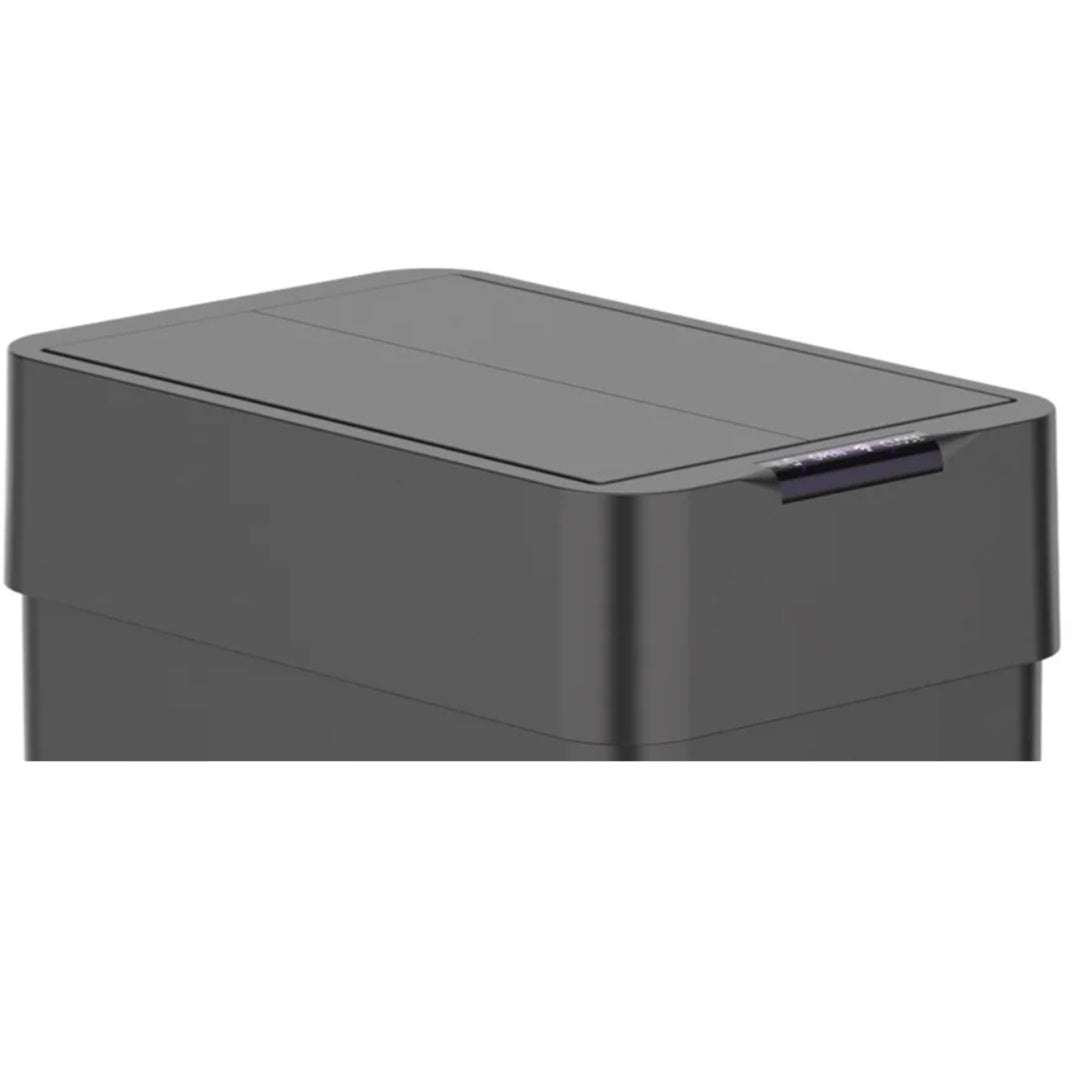 Couvercle de Poubelle de cuisine automatique 60L SILVERLAKE BLACK en acier Inox avec cerclage Ouverture papillon