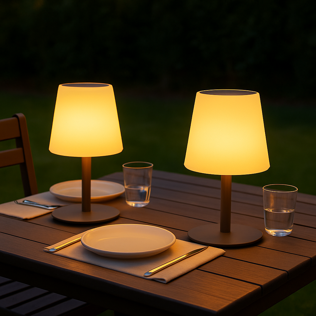 Lot de 2 Lampes de table solaire et rechargeable LED blanc chaud/blanc dimmable STANDY TINY SOLAR H25cm