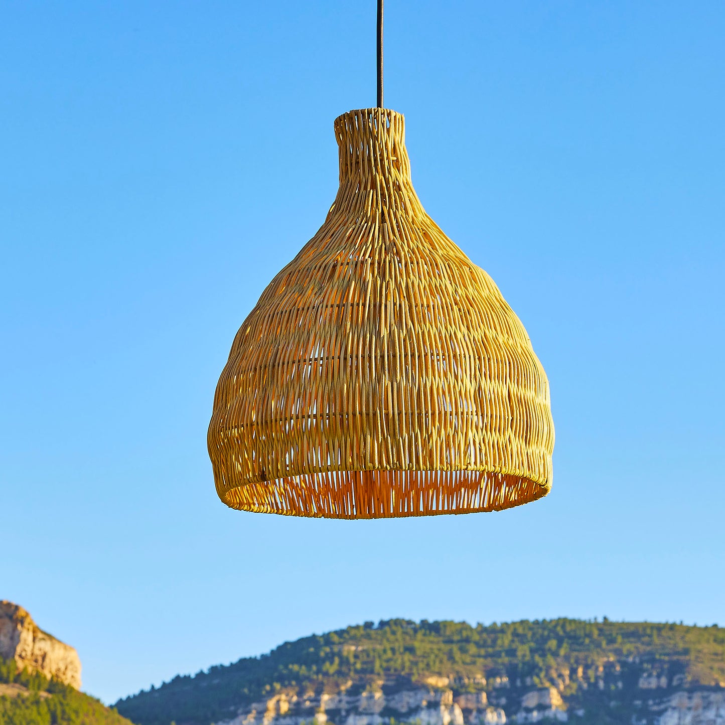 Abat jour naturel BELLA en rotin style bohème H38cm pour monture électrique E27