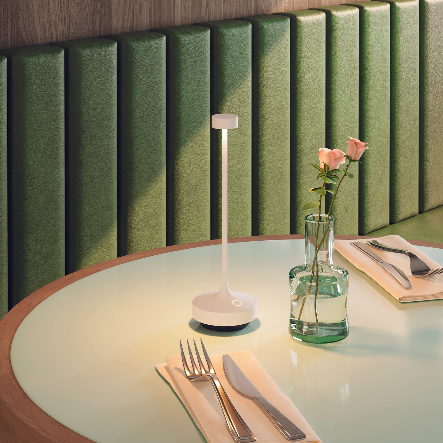 Lot de 6 Lampe de table sans fil LED blanc chaud dimmable RUBY WHITE H25cm Blanc avec plateau de chargement