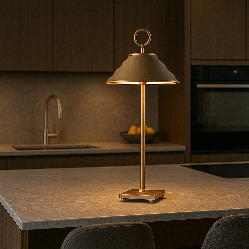 Lampe de table sans fil dimmable en aluminium couleur bronze LED MARAIS BRONZE H29 cm