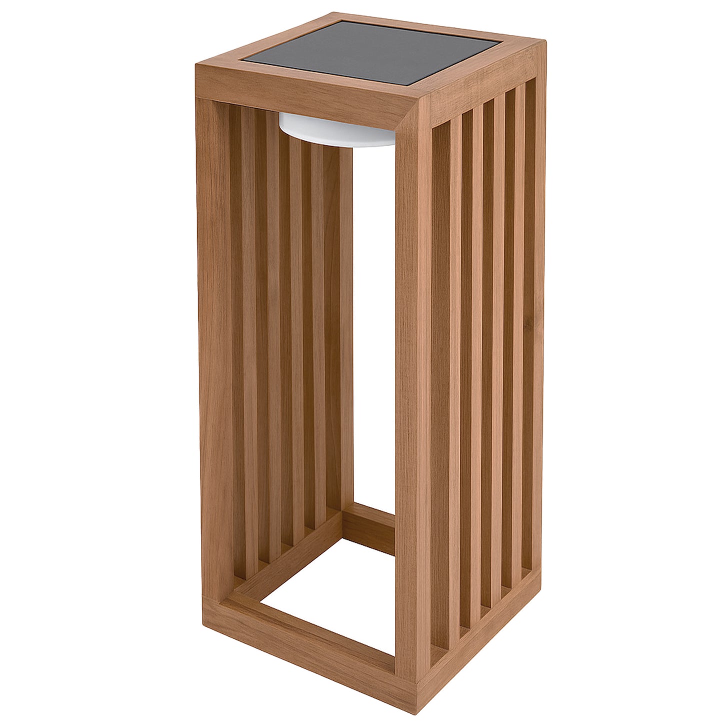 Lanterne solaire décorative LED blanc chaud CHENNAI TALL en bois teck massif H50cm