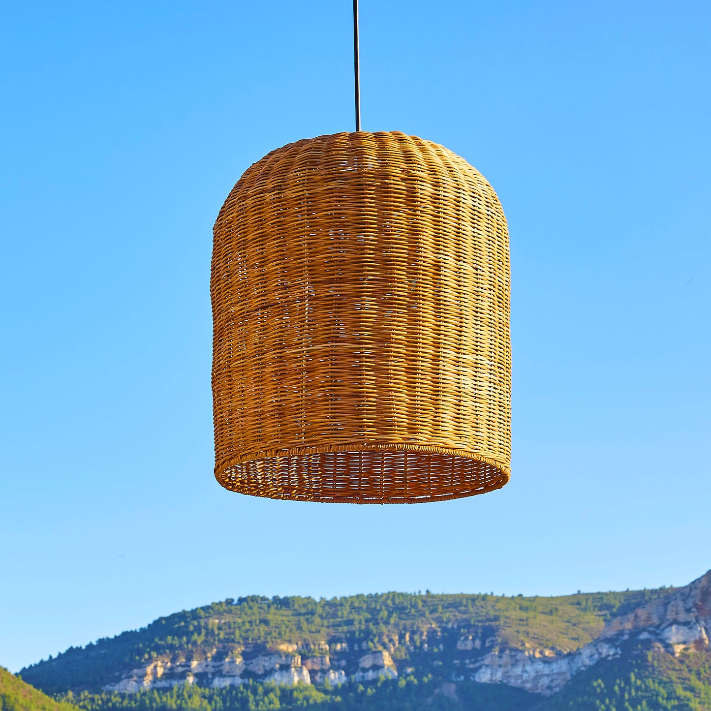 Suspension sur secteur pour l'extérieur GIACOMO OUTDOOR CABLE en rotin naturel style bohème 5m de longueur de câble