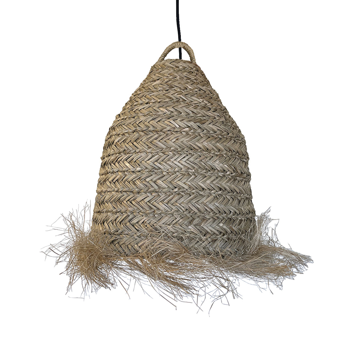 Suspension sur secteur pour l'extérieur ANAFI OUTDOOR CABLE en jonc de mer naturel style bohème 5m de longueur de câble