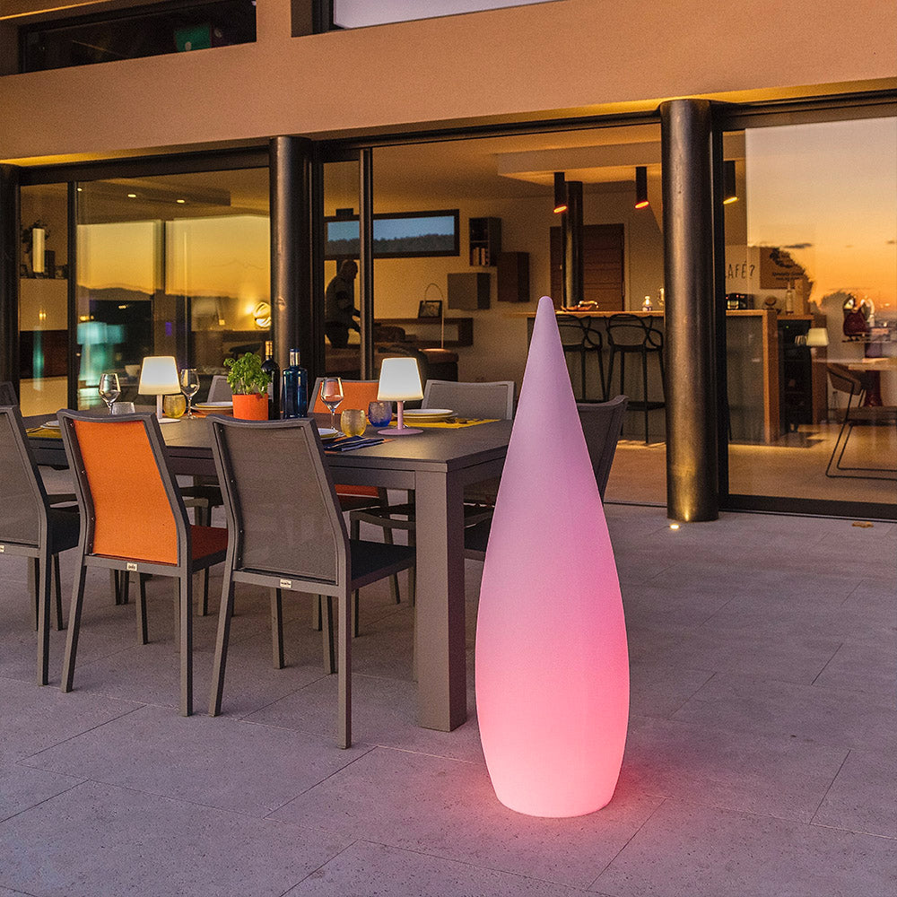Lampadaire sans fil goutte LED multicolore dimmable CLASSY H120cm avec télécommande