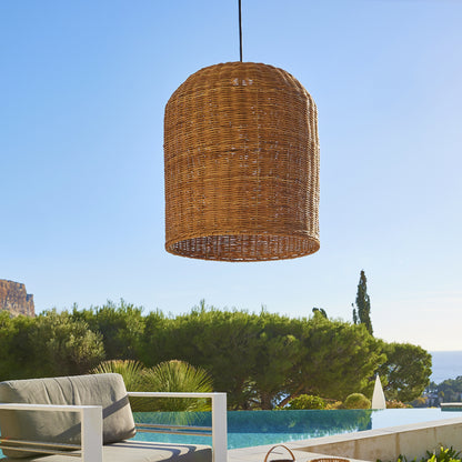 Suspension sur secteur pour l'extérieur GIACOMO OUTDOOR CABLE en rotin naturel style bohème 5m de longueur de câble