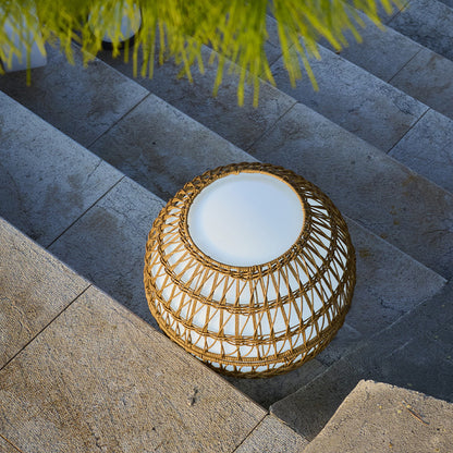Boule lumineuse filaire avec coque poly rotin amovible pour extérieur LED blanc BOBBY W40 DRESS ∅40cm culot E27
