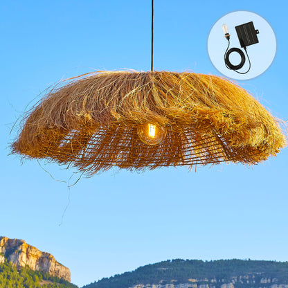 Suspension solaire HAVANA SOLAR en herbe marine et jute avec câble hybride secteur et solaire 5m de longueur