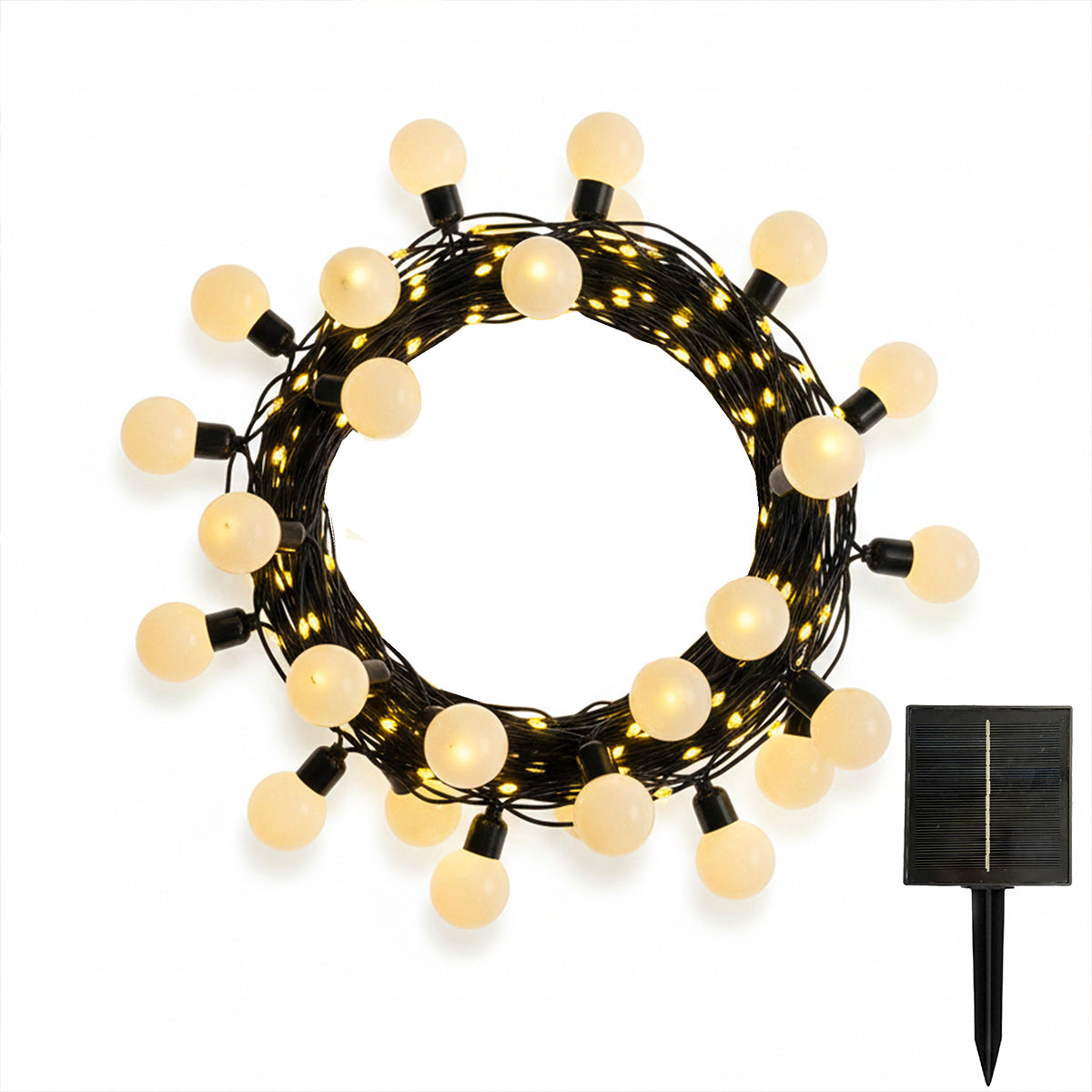 Guirlande lumineuse solaire globes et micro LED blanc chaud BILLY WARM WHITE MIX 13 modes 14m