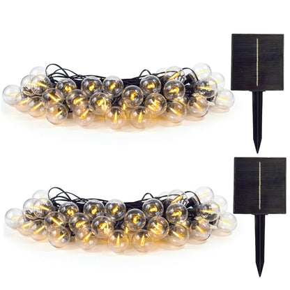 Lot de 2 guirlandes lumineuses solaires 25 ampoules BESTY LIGHT LED blanc chaud dimmable 20m
