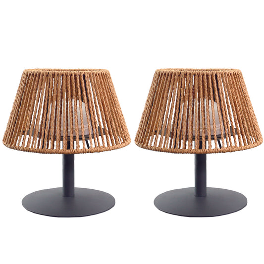 Lot de 2 lampes de table sans fil en raphia naturel LED blanc chaud/blanc dimmable 2X STANDY MINI RAFFY H22cm
