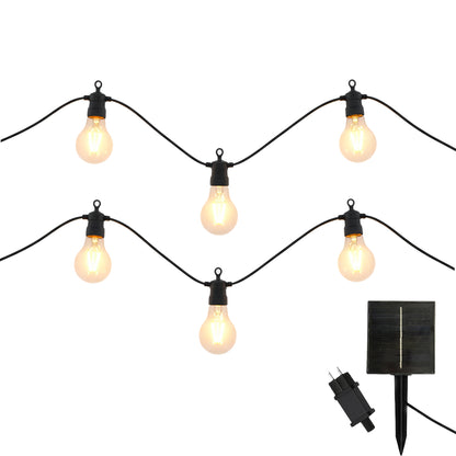 Guirlande lumineuses extérieur raccordable 20 globes transparents LED blanc chaud dimmable PARTY CLEAR HYBRID 8m solaire et sur secteur 13m