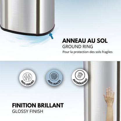 Poubelle de cuisine automatique 68L MAJESTIC grande capacité en acier INOX avec cerclage