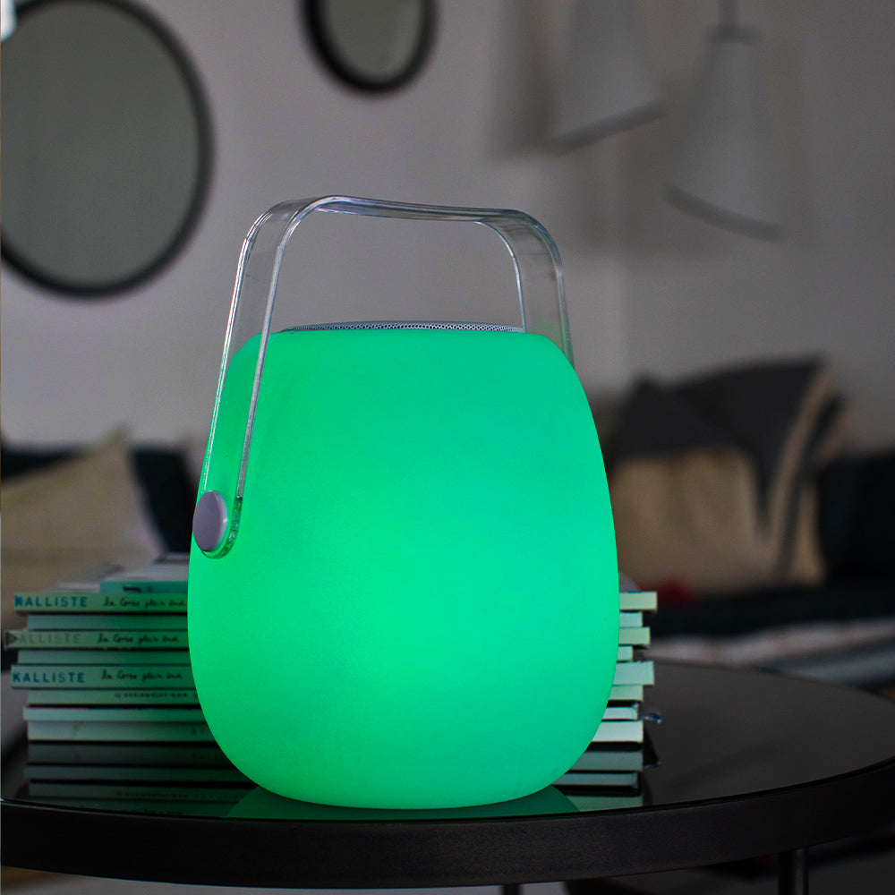 Baladeuse enceinte bluetooth sans fil LED blanc/multicolore dimmable SO PLAY H30cm avec télécommande