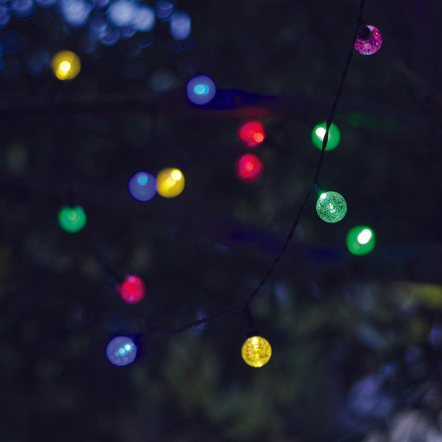 Lot de 2 guirlandes lumineuses solaires 20 globes scintillants LED multicolore FESTY COLOR 5.80m