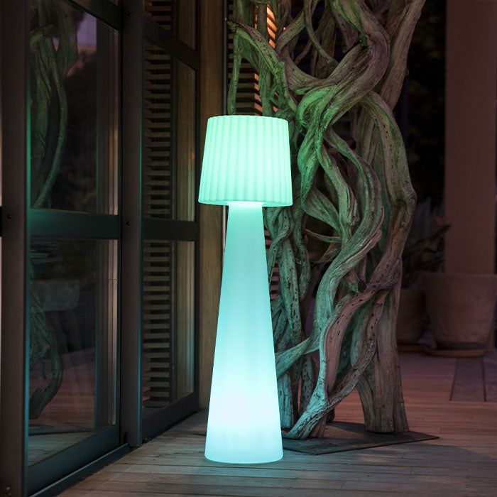 Lampadaire solaire LED abat-jour ondulé multicolore dimmable LADY C110 SOLAR  H110cm avec télécommande