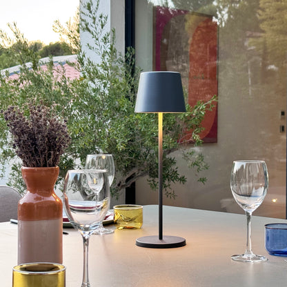 Lot de 6 lampes de table touch sans fil en aluminium KELLY ROCK LED blanc dimmable H38 cm avec plateau de chargement