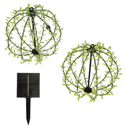 Lot de 2 suspensions solaires boules lumineuses et feuillage avec panneau solaire déporté 2x BALL FESTY D30cm