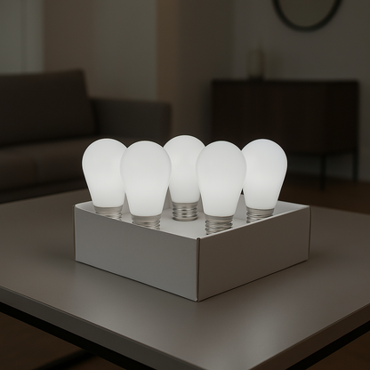 Lot de 5 ampoules LED E27 blanc globe compatible guirlande PARTY BULB WHITE H7cm