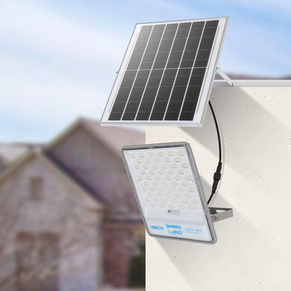 Projecteur solaire éclairage très puissant LED blanc chaud/ froid TITAN avec panneau solaire déporté et télécommande H30.5cm