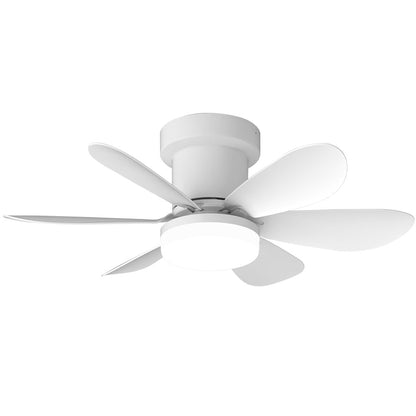 Ventilateur de Plafond 52cm avec Lampe LED MISTRAL Petit Ventilateur Silencieux Chambre Enfant Bureau Cuisine Moteur DC Basse Consommation Réversible Ete Hiver avec Télécommande Blanc
