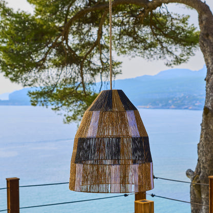 Suspension solaire ZAHARA SOLAR en corde naturelle avec câble hybride secteur et solaire 5m de longueur