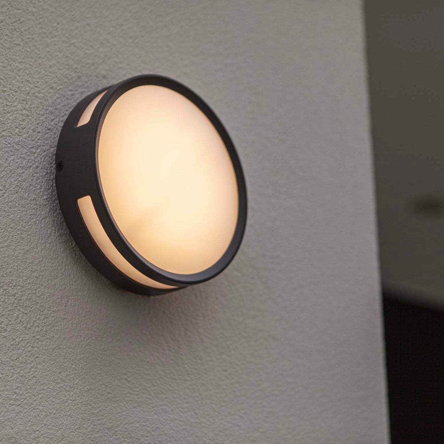 Applique murale d'extérieur sur secteur ROLA aluminium noir LED blanc chaud H4,8cm