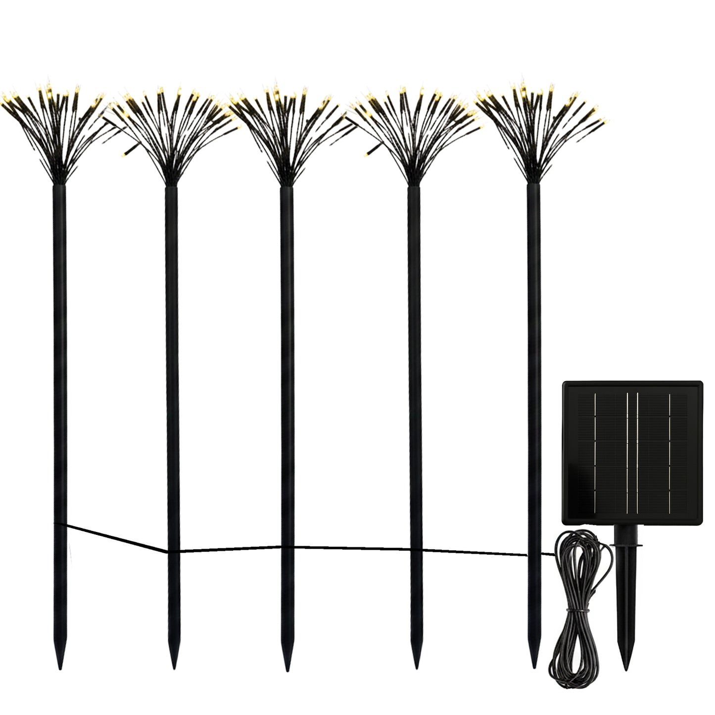 Lot de 5 piques lumineux solaires décoratifs LED blanc chaud YOGY PICK TALL 5m