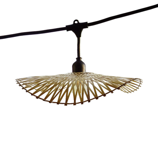 Lot de 2 guirlandes lumineuses extérieur connectables 14 abat-jour bambou style bohème ampoules filament E27 LED blanc chaud 2x SERENITY LIGHT 10m