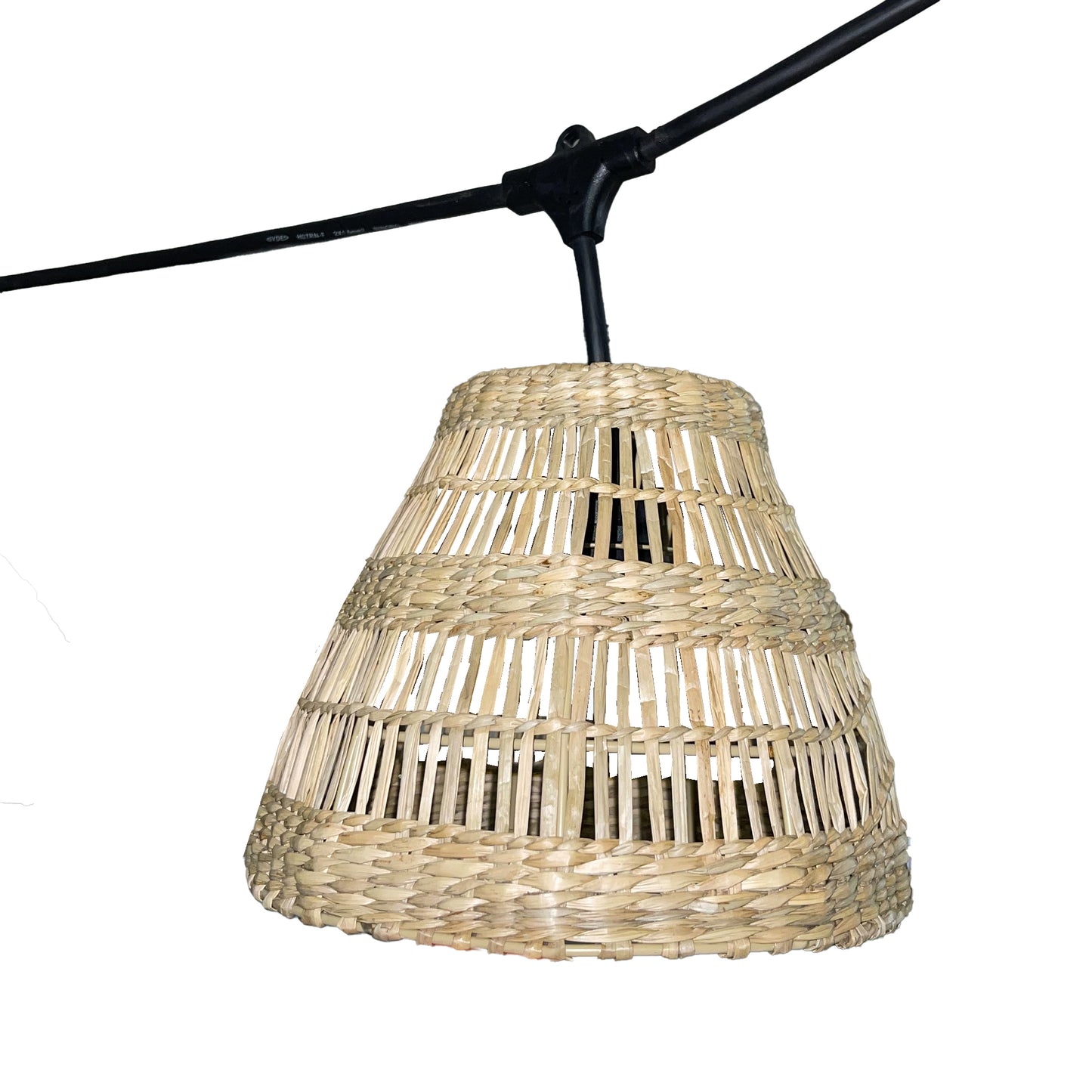 Guirlande lumineuse raccordable d'extérieur avec abat-jour en herbe marine style bohème 7 ampoules à filament douille E27 LED blanc chaud TESSA LIGHT 6m