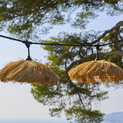 Guirlande lumineuse extérieure raccordable 6m avec 7 ampoules LED filament E27 blanc chaud HAVANA STRING LIGHT Abat-jour en paille bohème