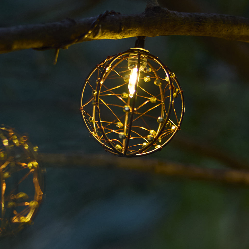 Guirlande lumineuse solaire d'extérieur marron 10 boules lumineuses RUSTY LIGHT 13 modes 4m