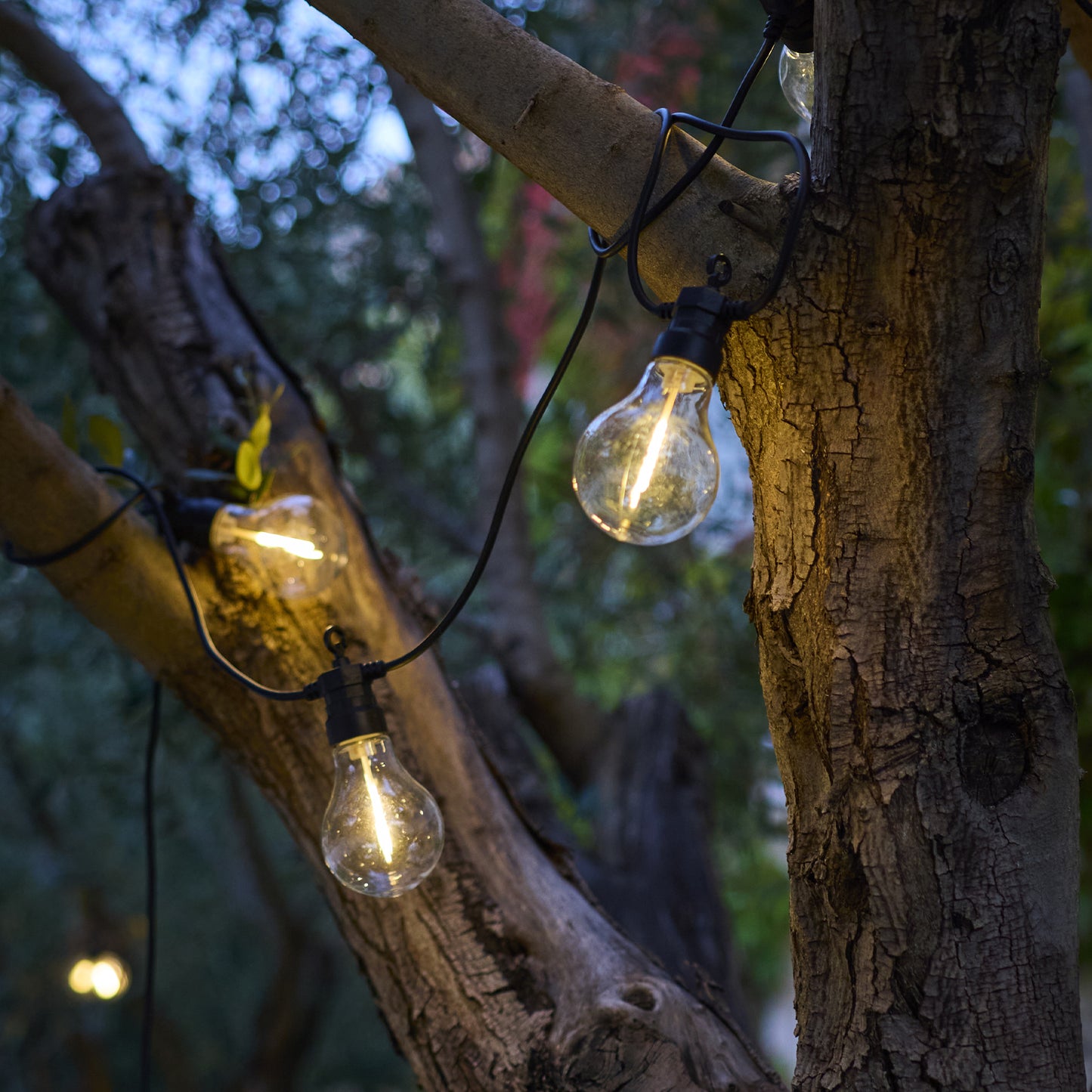 Guirlande lumineuse extérieu 10 globes transparents LED blanc chaud PARTY CLEAR HYBRID 7.50m solaire et sur secteur