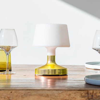 Lampe de table touch design sans fil pied en acier doré LED blanc chaud/blanc dimmable HELEN GOLD H21cm