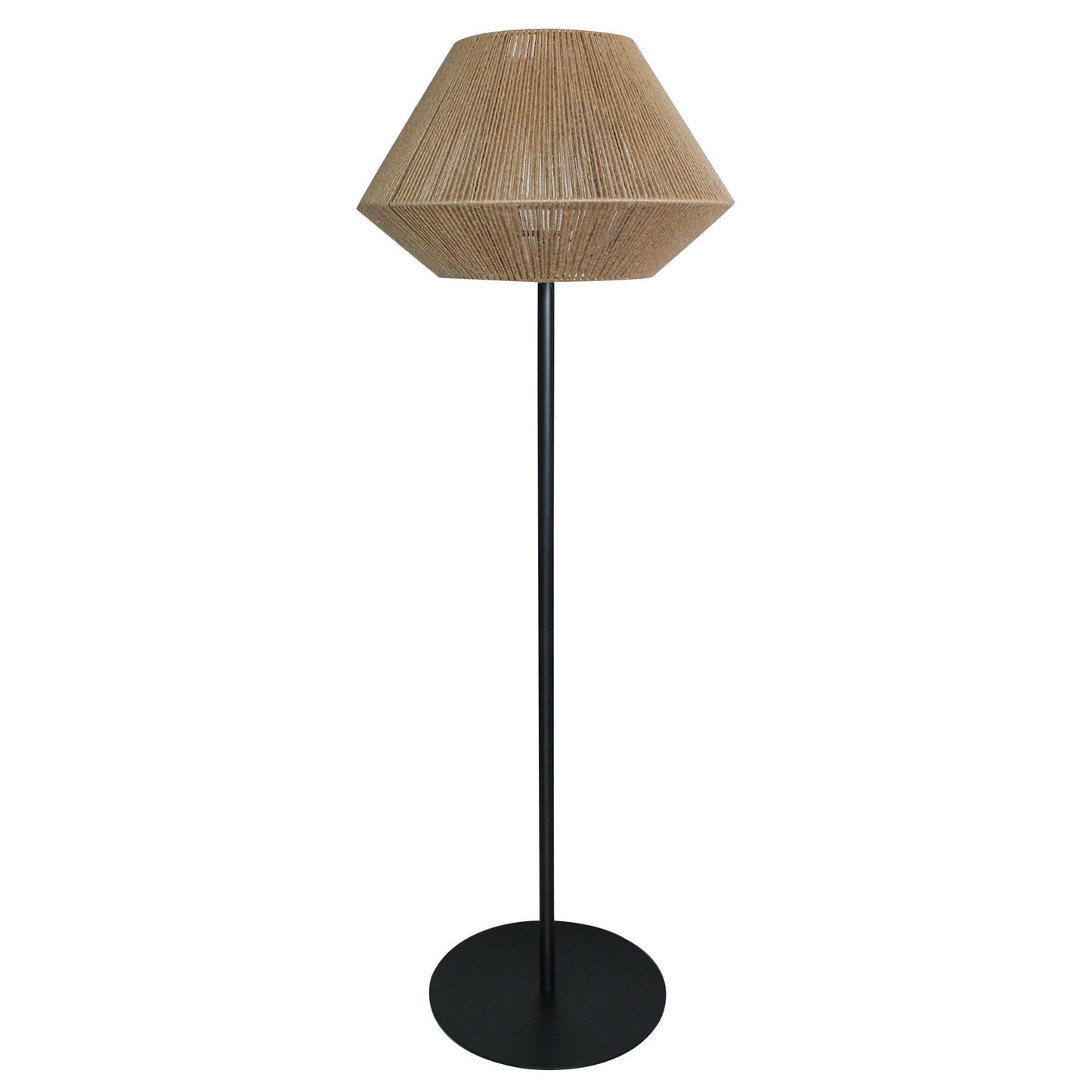 Lampadaire sans fil pied metal LED blanc et multicolore dimmable DARSON en corde de jute H151cm avec télécommande