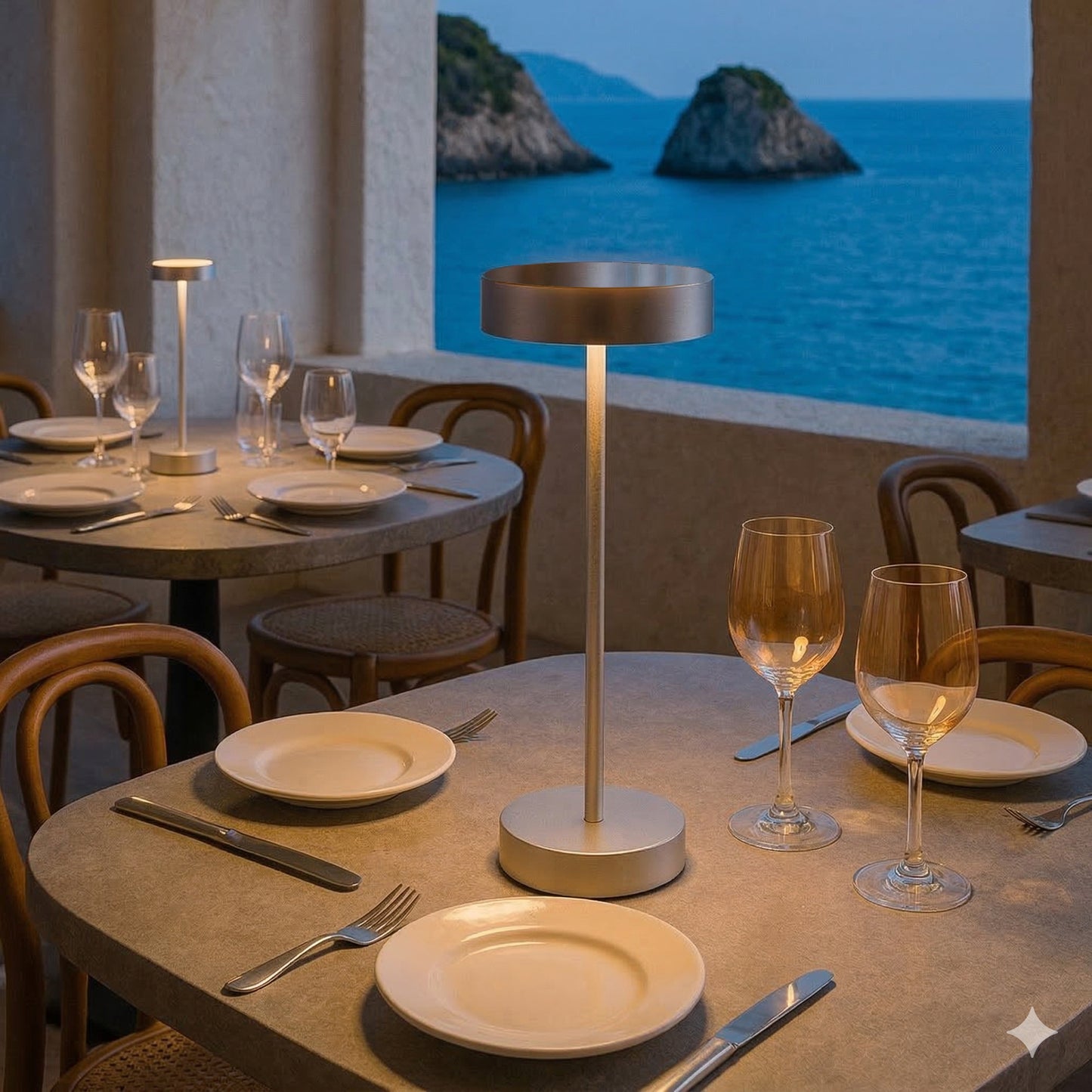 Lampe de table sans fil dimmable en aluminium argenté LED SANDY CHROME H33 cm