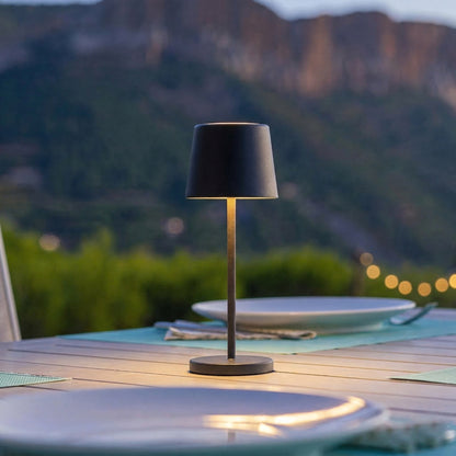 Mini lampe de table touch sans fil en aluminium noir LED KELLY MINI BLACK blanc dimmable H22cm