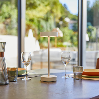 Lampe de table sans fil dimmable en aluminium blanc LED SANDY WHITE H33 cm