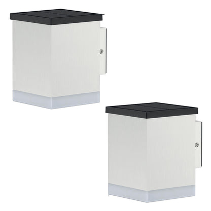 Lot de 2 appliques murales solaires cubes blanches LED blanc chaud éclairage haut et bas 2x SUNBOX WHITE H12cm