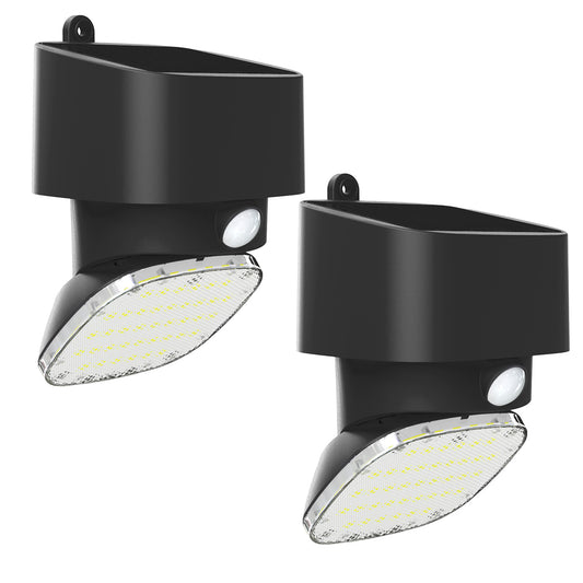 Lot de 2 appliques solaires puissantes noires LED blanc 2000 lumens avec détecteur de mouvement 2x BRILOCK