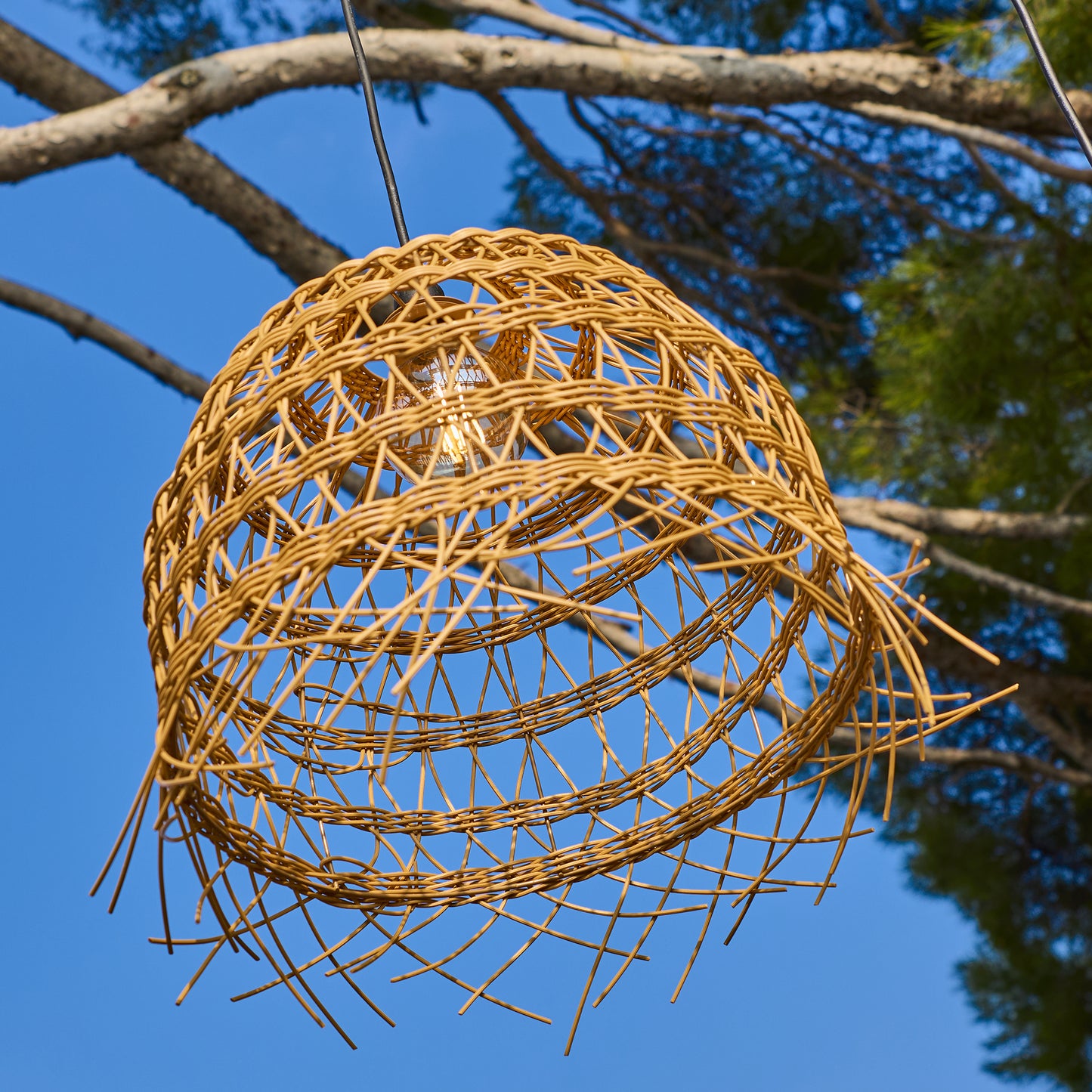 Lot de 2 abat jour en polyrotin style bohème 2x HAWAII LONG H35 et H45cm