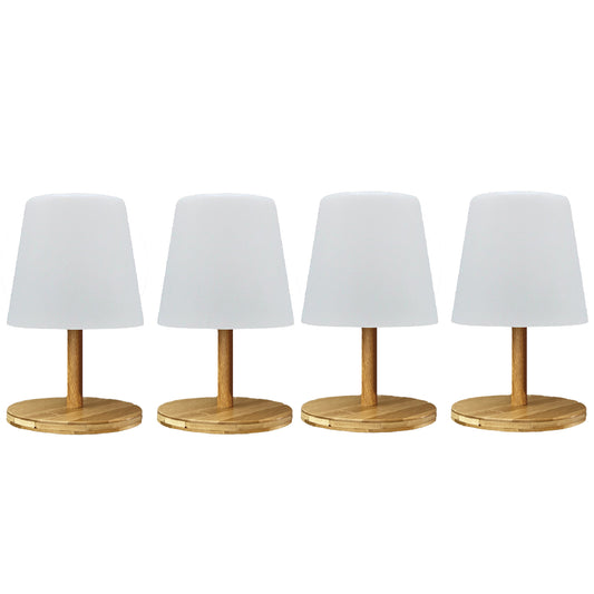 Lot de 4 lampes de table sans fil rechargeables USB effet bois LED blanc chaud dimmable 4x STANDY MINI WOOD H25cm