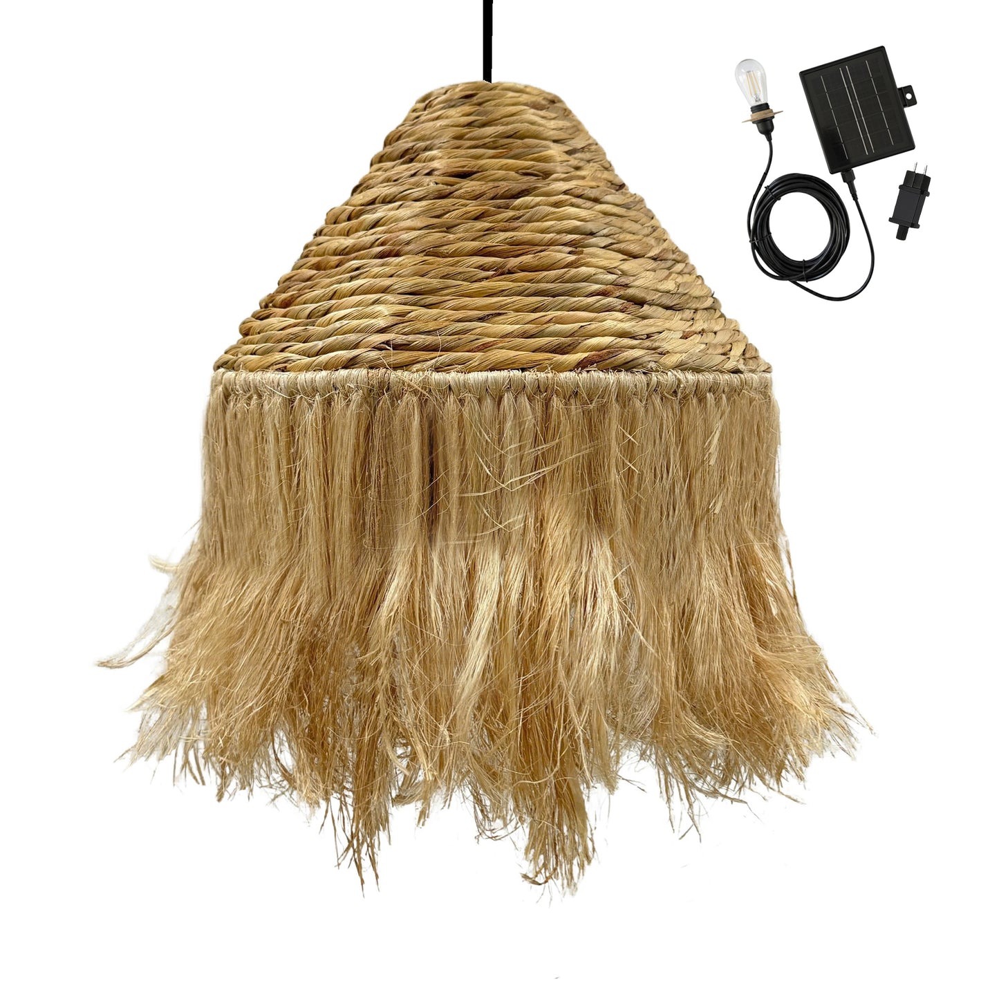 Suspension solaire LEONORA SOLAR en jacinthe d'eau avec câble hybride secteur et solaire 5m de longueur