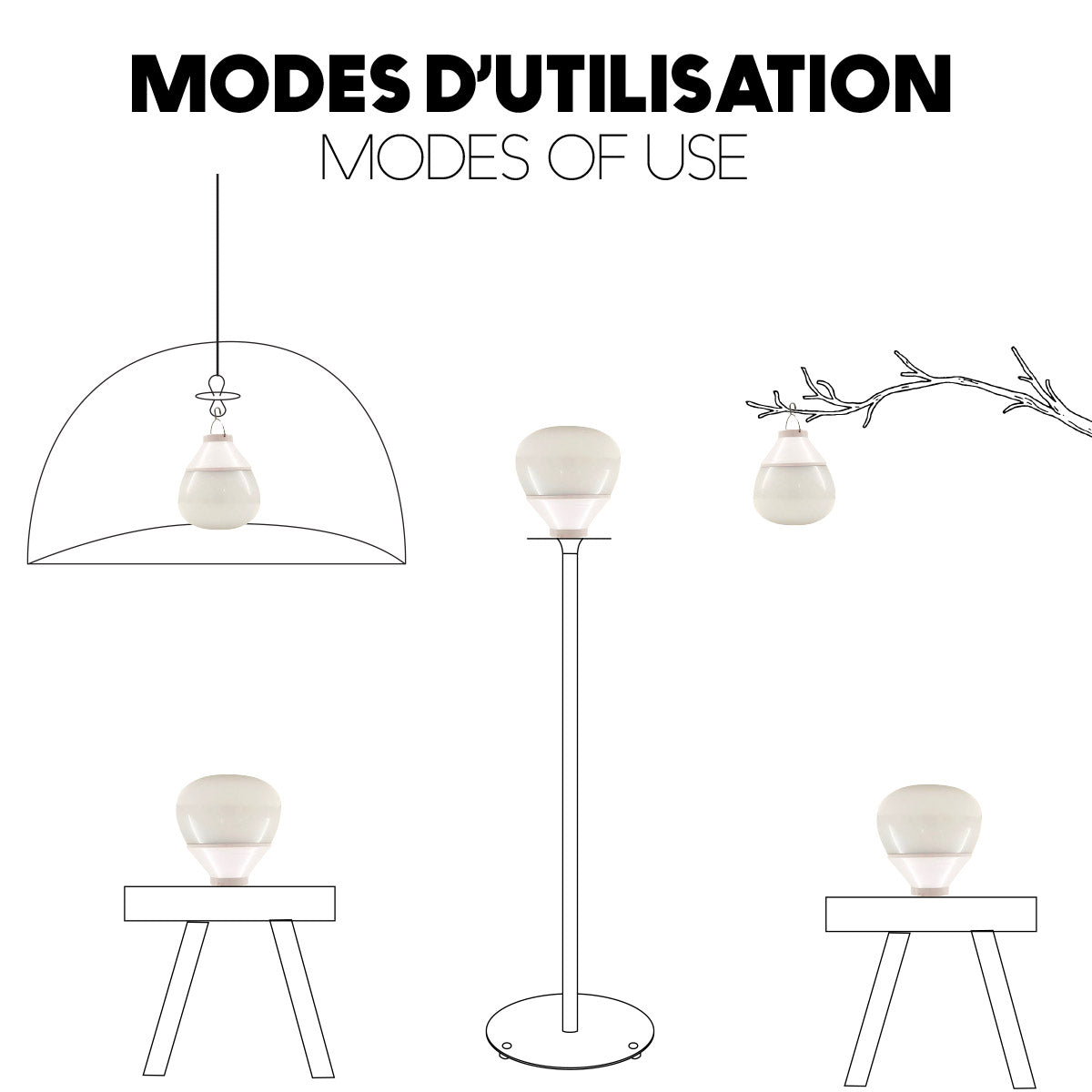 Suspension BELLA NOMAD  en rotin naturel style bohème avec ampoule LED nomade