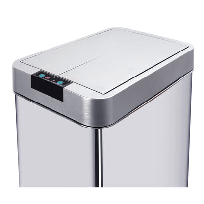 Poubelle de cuisine automatique 90L SILVERLAKE en acier Inox avec cerclage Ouverture papillon grande capacité - REDDECO.com