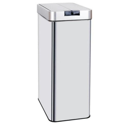 Poubelle de cuisine automatique 90L SILVERLAKE en acier Inox avec cerclage Ouverture papillon grande capacité - REDDECO.com
